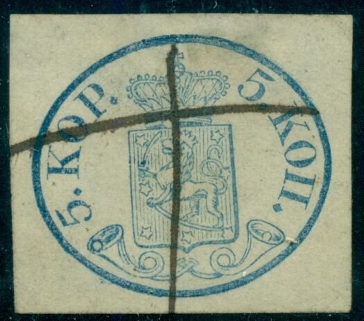 FINLAND #3 5kop Large Pearls, used w/ms cancel large margins Scott $1,550.00