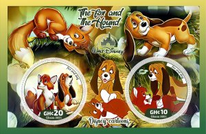 Stamps.Cartoons, Walt Disney. Fox and Dogs  1+1 sheets perf Ghana