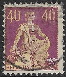 SWITZERLAND 1907-25 40c Seated Helvetia Issue Sc 136 VFU