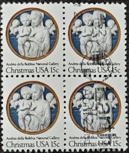 US Scott # 1768; used block of 4, Christmas issue from 1978; VF; off paper
