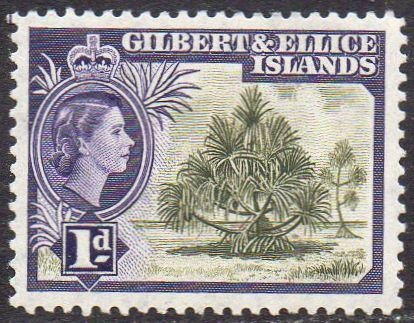 Gilbert & Ellice Islands 1956 1d Pandanus pine  MH