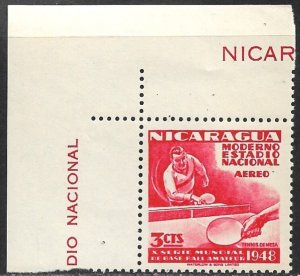NICARAGUA 1949 3c TABLE TENNIS Sports Airmail Issue Sc C298 MNH