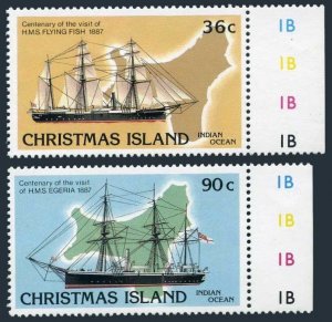 Christmas Isl 194-195, MNH. Michel 231-232. Visiting Ships, 1987.