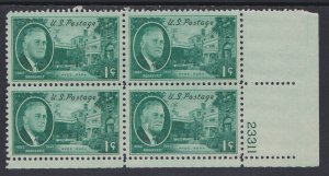 930 Roosevelt Plate Block MNH