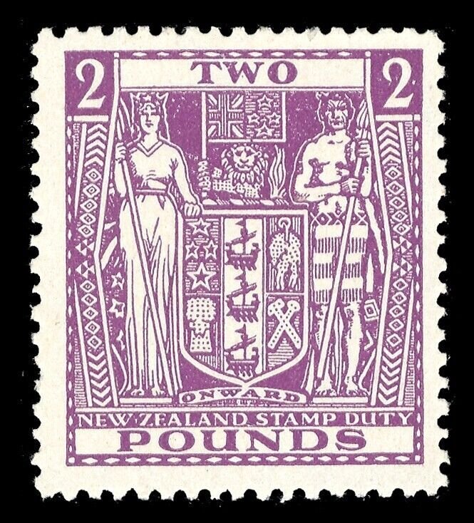New Zealand 1940 KGVI Arms Fiscal £2 Wmk Inverted superb MNH. SG F206w.