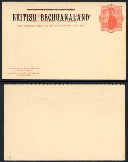 British Bechuanaland O/P on QV 1d Red Foreign Reply Postcard Mint