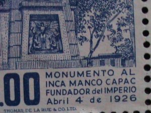 PERU 1962  SC#C189- MANCO CAPAC MONUMENT USED BLOCK  WE SHIP TO WORLD WIDE.