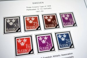 COLOR PRINTED SWEDEN 1941-1970 STAMP ALBUM PAGES (47 illustrated pages)