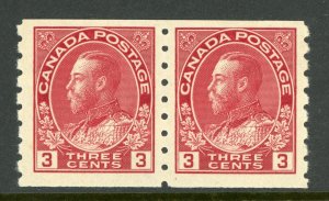 Canada 1924 KGV Admiral 3¢ Carmine Scott #130 Pair  MNH G197