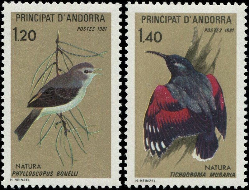 Andorra French Administration 1981 Sc 288-289 BIrds Warbler Wallcreeper