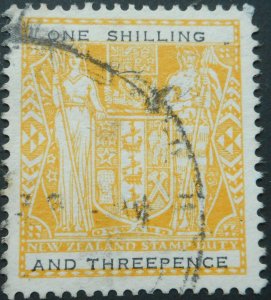 New Zealand 1940 One Shilling and Three Pence Arms upright wmk SG F192aw used