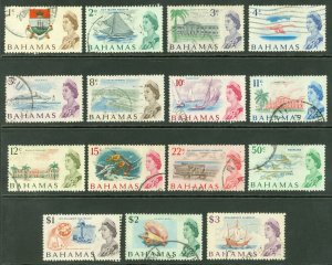 SG 295-309 Bahamas 1967-71. 1c-$3 set of 15. Very fine used CAT £15