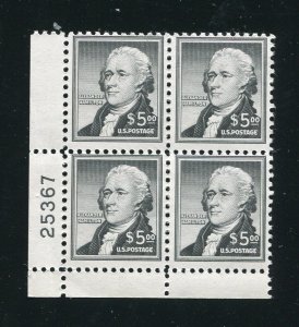 1053 Alexander Hamilton Plate Block of 4 5$ Stamps MNH