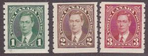 Canada # 238-240, King George VI, Coils, LH, Half Cat