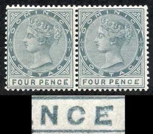 Dominica SG24a 4d Grey Variety Malformed CE in pair with normal SUPERB MINT