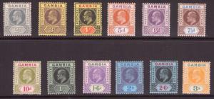 GAMIBIA George VII set 0f 1909 to 3/- hinged fresh colours.