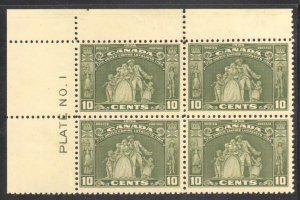 Canada #209 UL Block of 4 -PLATE No.1 MINT NH