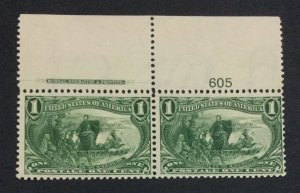 MOMEN: US STAMPS #285 PLATE IMPRINT PAIR MINT OG NH LOT #70910