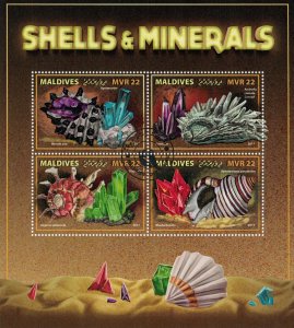 MALDIVE 2017 - Shells & minerals / complete set (sheet+block)