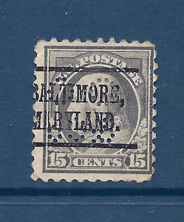 USA Precancel Perfin 1914 Scott 437 scv $7.25 less 80%=$1.45