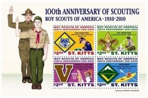 Saint Kitts 2010 - Boy Scouts - Sheet of 4 Stamps - Scott #763 - MNH