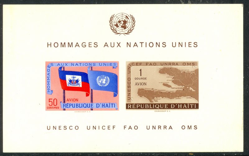 HAITI 1958 UNITED NATIONS Airmail Souvenir Sheet Sc C135a MNH