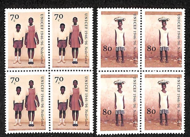 Netherlands 1996, UNICEF 2v blocks of 4 [+], MNH