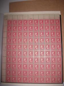 US 5 cent Rose Washington Scott 505 double error in sheet of 100 almost all MNH 