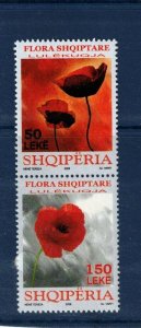 Albania Sc 2860 MNH Pair issue of 2008 - Poppy Flowers