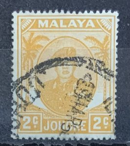 JOHORE 1949 2 cents ORANGE-YELLOW SG134a USED