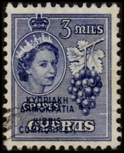 Cyprus 184 - Used - 3m Grapes (Ovpt) (1960) (cv $0.50) +