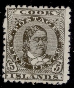 COOK ISLANDS QV SG9, 5d olive-black, M MINT. Cat £23. PERF 12 x 11½