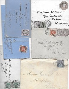 UK GB 1880s -90s QUEEN VICTORIA ISSUES COLLECTION OF SIX COVERS WITH IR OFF