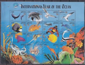 Ghana, Scott cat. 2059 A -P. International year of the Ocean sheet of 16.