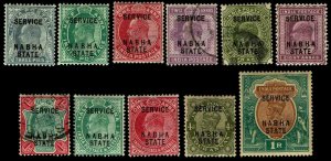 1903-13 India Nabha #O16-O26 Officials - New & Used - VF - CV$128.75 (ESP#1654)