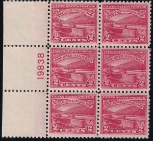 U.S. Sc# 681 Ohio River 1929 2¢ plate number block MNH CV $20.00