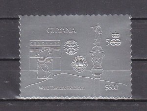 Guyana, 1992 issue. World Thematic Expo. Rotary & Lions, Silver Foil issue. ^