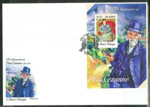 SAO TOME  2014 175th BIRTH ANNIVERSARY OF PAUL CEZANNE S/S  FDC