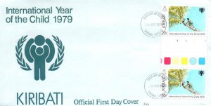 KIRIBATI INTERNATIONAL YEAR OF THE CHILD GUTTER PAIR CACHET FIRST DAY COVER 1979