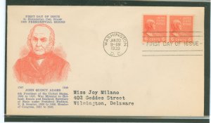 US 846 1939 6c John Quincy Adams (presidential/prexy series) coil pair on an addressed (stencil) first day cover with a Holland