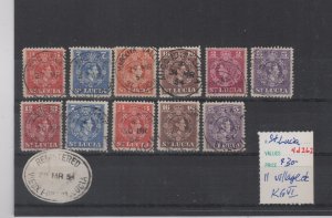 ST LUCIA c 1954  11 different postmarks  Horry valuation
