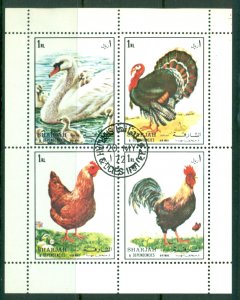 Sharjah 1972 Mi#1190-1193 Birds IV sheetlet CTO