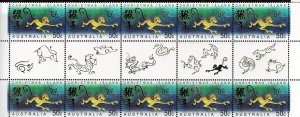 CHRISTMAS ISLAND 2004 YEAR OF THE MONKEY MNH GUTTER STRIP