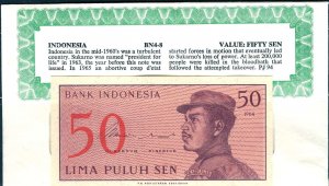 Indonesia 1961, 50 Sen Bank Note