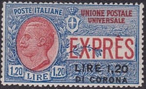 1922 Dalmatia, Overprintto Lire 1.20 crown, Espresso n . 2, MNH / **