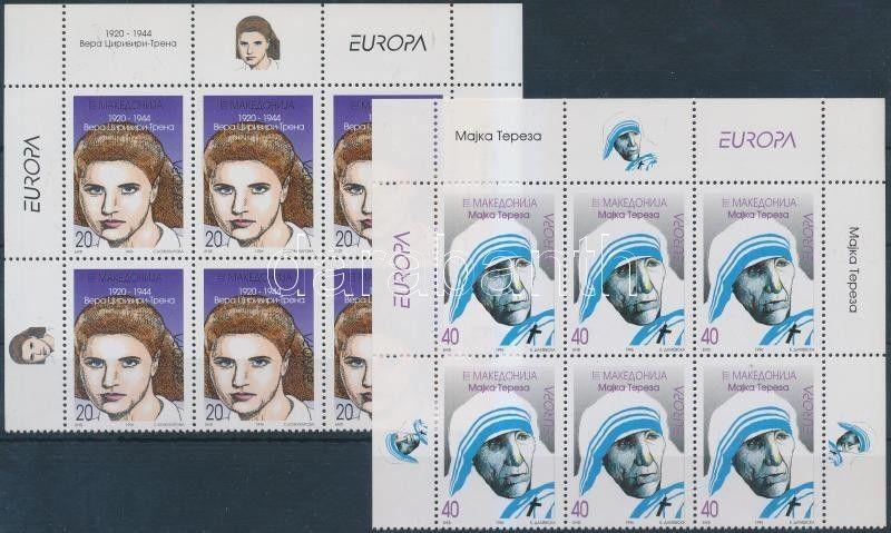 Makedonien stamp Europa CEPT, Famous Women corner blocks of 6 1996 WS183067