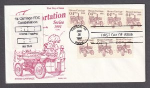 FDC PNC4 4c Steam Carriage OT US 2451 combo w No Tag 3- Strip US 2451b Gamm