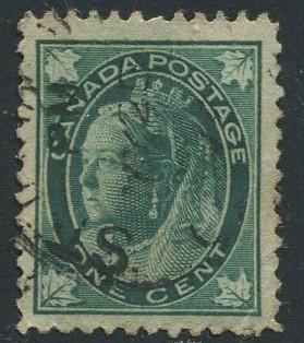 Canada - Scott 67 - Queen Victoria - 1897 - Used - Single 1c Stamp