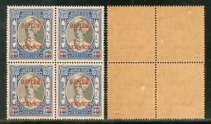 India Jaipur State 9ps O/P on 1An King Service SG O32 / Sc O30 Cat.£16 BLK/4...