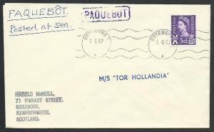 GB SWEDEN 1967 cover GB 2d GOTEBORG PAQUEBOT, MS Tor Hollandia ship mark...27443